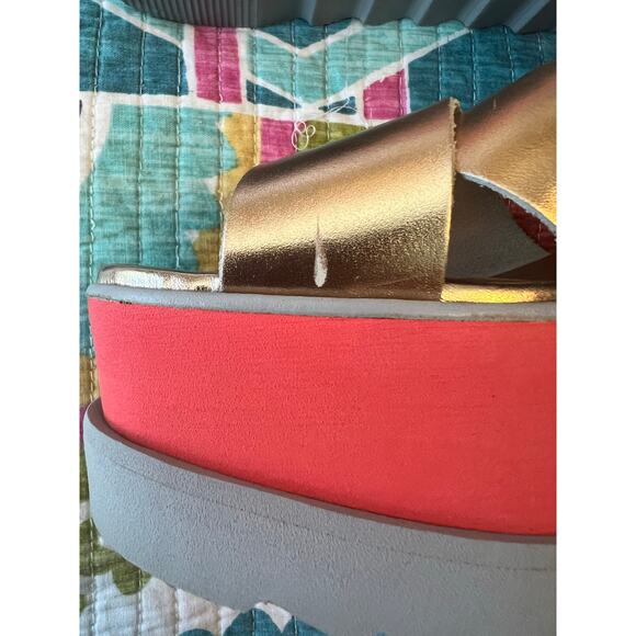 Free People Kate Rose Gold Platform Wedge Disco Sandals Size: EU 39 US 8 - Picture 5 of 9